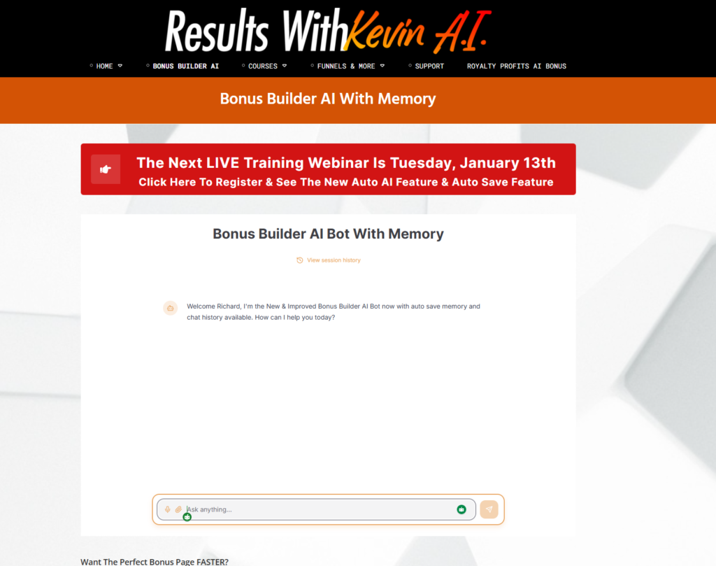 Results With Kevin AI Review (2026): Better Than ChatGPT? bonus builder AI with memory